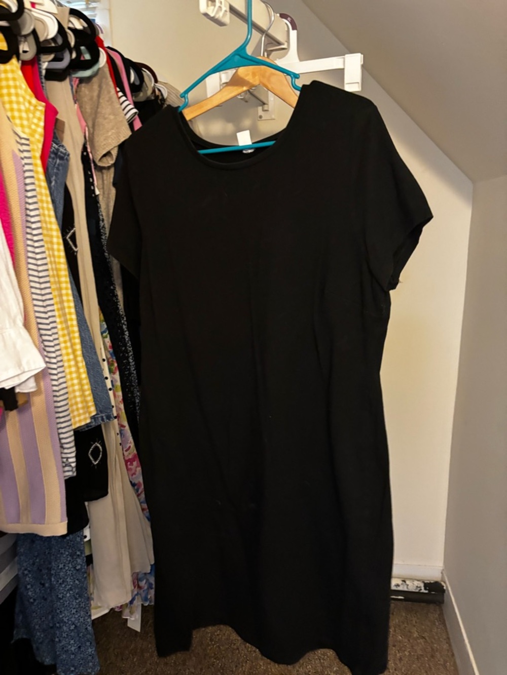 Old Navy Black Midi T-Shirt Dress
